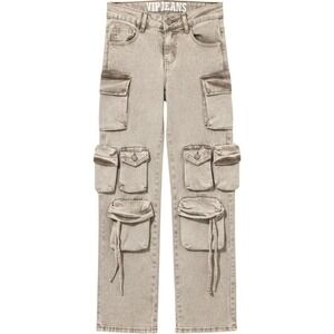 VIP‎ Jeans Cargo Pants Women Size 00 Khaki Multi Pocket Utility Streetwear